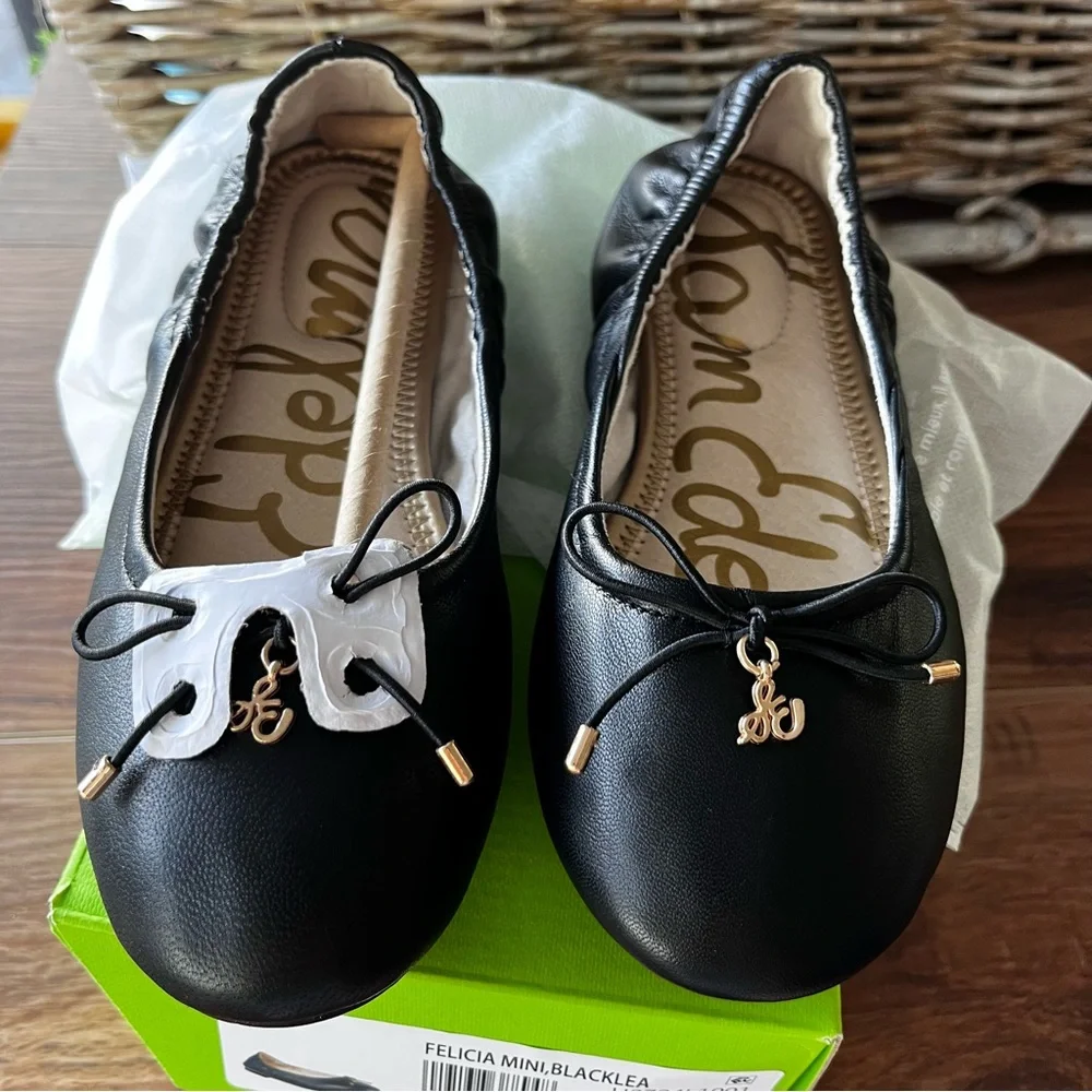 Sam Edelman girls Felicia mini ballet black  flats. NIB - Picture 2 of 5